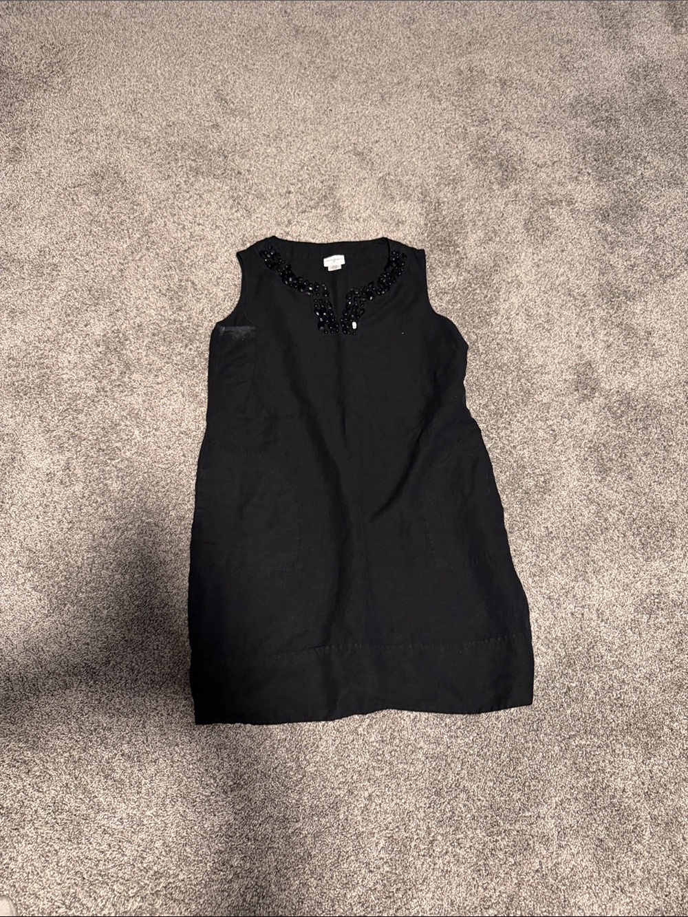 Jaclyn Smith Black Sleeveless Beaded Neck Tunic